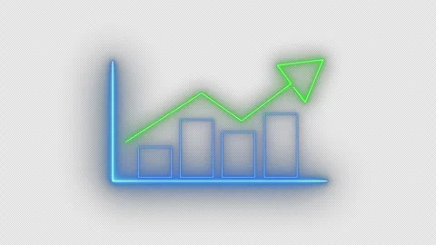 Glowing neon line of virtual graph with up arrow isolated on transparent 스톡 동영상 250446872