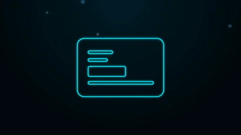 Glowing neon line Visiting card, business card icon isolated on black background Vidéo 139728043