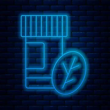 Glowing neon line Vitamin complex of pill capsule icon isolated on brick wall Stock Illustration