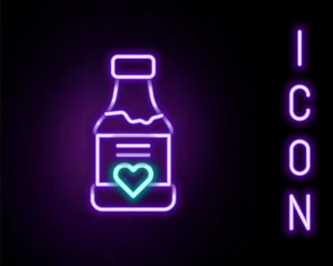 Glowing neon line Vitamin complex of pill capsule icon isolated on black Stock Illustration