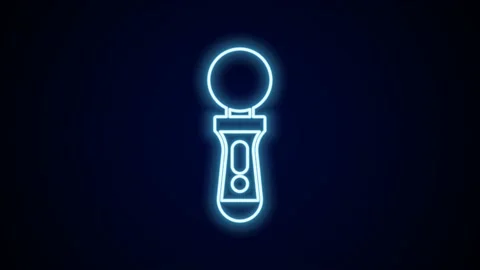 Glowing neon line VR controller game icon isolated on black background. Virtual Stock Footage 227402293