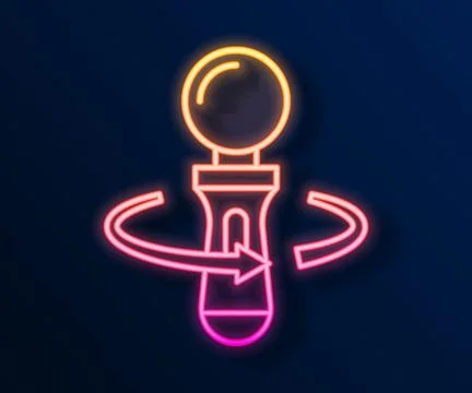 Glowing neon line VR controller game icon isolated on black background. Vir.. Stock Illustration