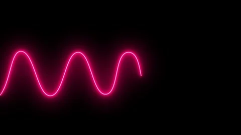 Glowing neon line waves icon animation video Stock Footage 308358589
