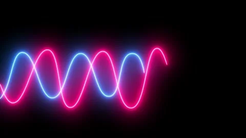 Glowing neon line waves icon animation video Stock Footage 308358590