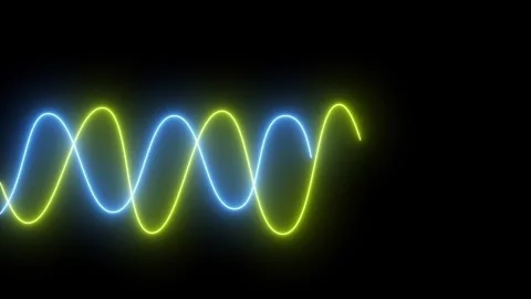 Glowing neon line waves icon animation video Stock Footage 308358591