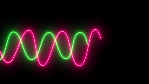 Glowing neon line waves icon animation video Stock Footage 308358595