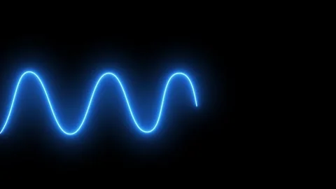 Glowing neon line waves icon animation video Stock Footage 308358611