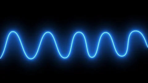 Glowing neon line waves icon animation video Stock Footage 308358620