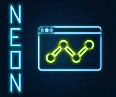 Glowing neon line Web analytics information and development website statistic Illustrazione stock
