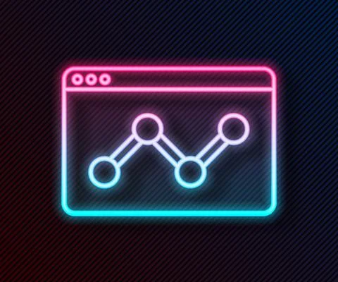 Glowing neon line Web analytics information and development website statistic Illustrazione stock