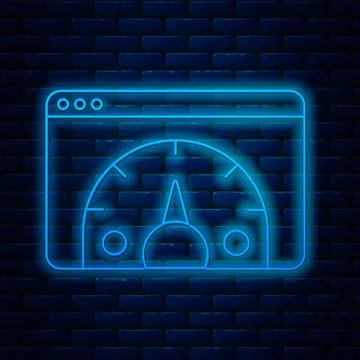 Glowing neon line Web analytics information and development website statistic Illustrazione stock