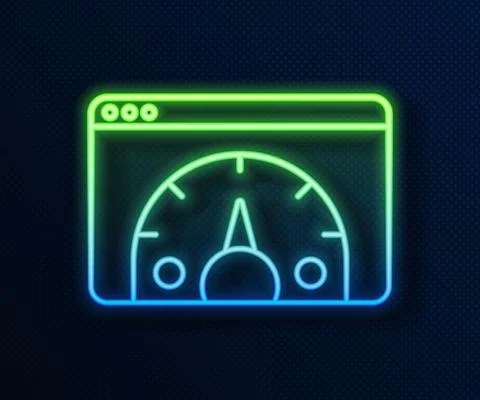 Glowing neon line Web analytics information and development website statistic 스톡 일러스트