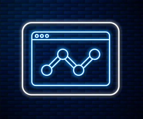 Glowing neon line Web analytics information and development website statistic Illustrazione stock