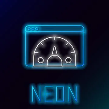 Glowing neon line Web analytics information and development website statistic Illustrazione stock