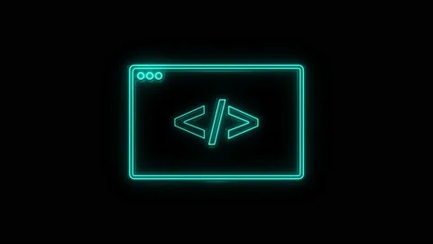 Glowing neon line Web design and front end development icon isolated on black Stock Footage 156133977