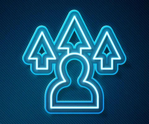 Glowing neon line Web design and front end development icon isolated on blue イラスト素材