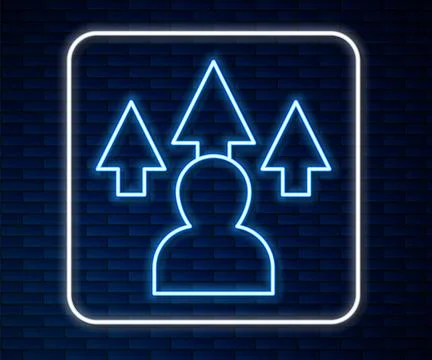 Glowing neon line Web design and front end development icon isolated on brick Illustrazione stock