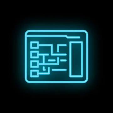 Glowing neon line web design icon isolated on black background 库存插图