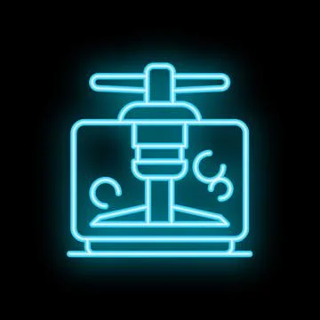 Glowing neon line wine making process icon isolated on black background Stock Illustration