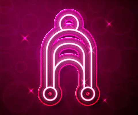 Glowing neon line Winter hat icon isolated on red background. Vector Stock Illustration