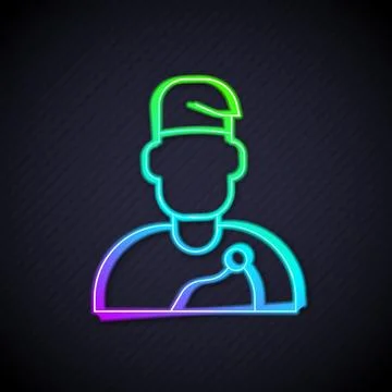 Glowing neon line Wizard warlock icon isolated on black background. Vector Stock Illustration