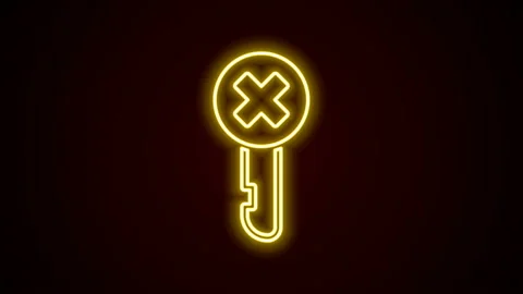 Glowing neon line Wrong key icon isolated on black background. 4K Video motion Stock Footage 142614524