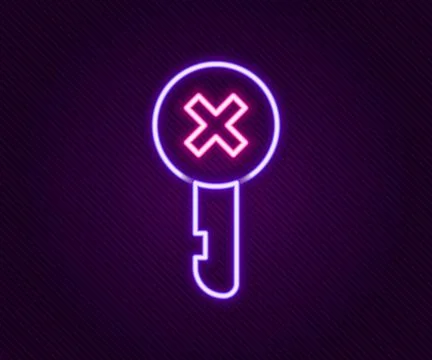 Glowing neon line Wrong key icon isolated on black background. Colorful out.. Stock Illustration