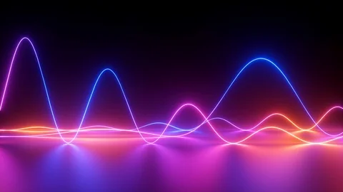 Glowing neon lines, abstract background, equalizer, signal chart, ultraviolet Stock Footage 108101187
