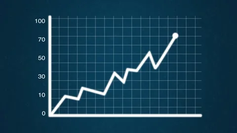 Glowing neon lines animated dynamic data analytics chart with increasing. repres Stock Footage 317701722