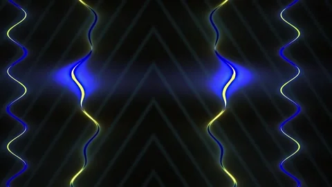 Glowing neon lines on black background with chevron pattern. Stock Footage 336699908