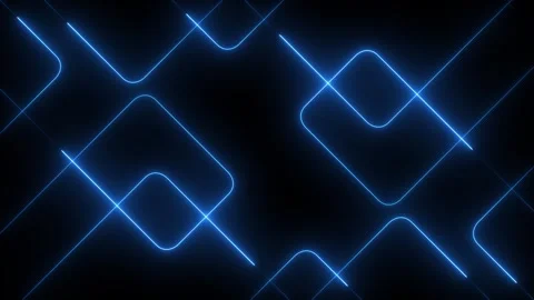 Glowing neon lines moving animation. Neon blue lights blinking lines moving.. Видео 333330917