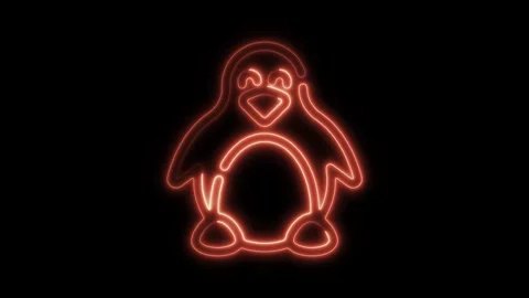Glowing neon linux icon isolated on black background. HD Video motion graph.. Stock Footage 304167929