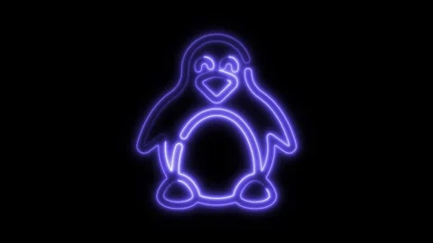 Glowing neon linux icon isolated on black background. HD Video motion graph.. Stock Footage 304167934
