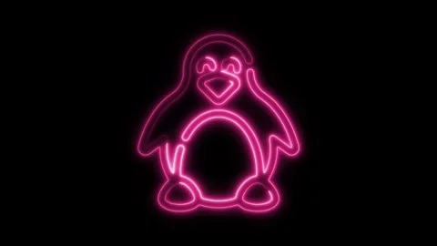 Glowing neon linux icon isolated on black background. HD Video motion graph.. Stock Footage 304167935