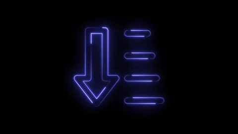 Glowing neon list sorting icon animation for digital technology and interface Stock Footage 322989424