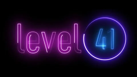 Glowing neon lit level 41 sign with glowing circular outline. Striking visu.. Stock Footage 309013065