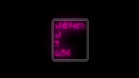 Glowing neon Lithium element animation. Neon pink Lithium element animated .. Vidéo 341504983