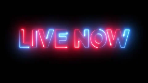 Glowing neon Live now text animation isolated on black background Stock Footage 319904465