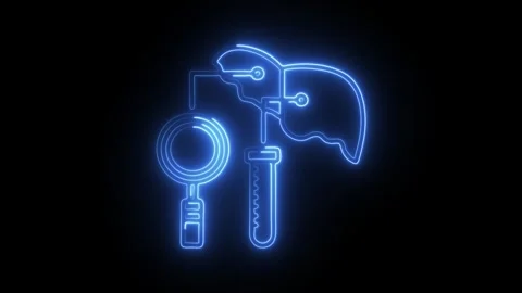 Glowing neon liver function test icon isolated on black background. HD Vide.. Stock Footage 314641609