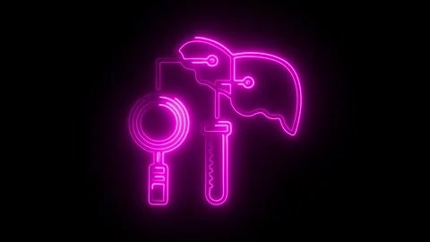 Glowing neon liver function test icon isolated on black background. HD Vide.. Stock Footage 314641611