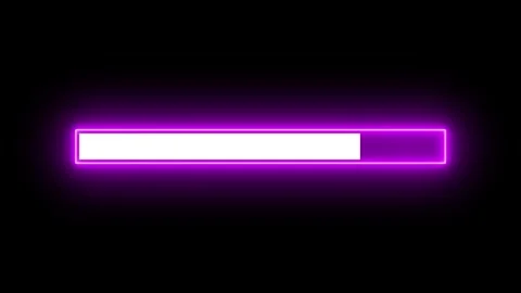 Glowing neon loading bar animation isolated on black background Stock Footage 320618805