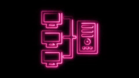Glowing neon local area network icon isolated on black background. HD Video.. Stock Footage 304171962