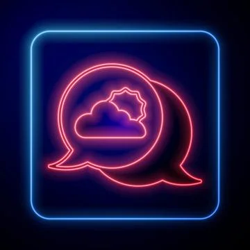 Glowing neon Location cloud icon isolated on black background. Vector 스톡 일러스트