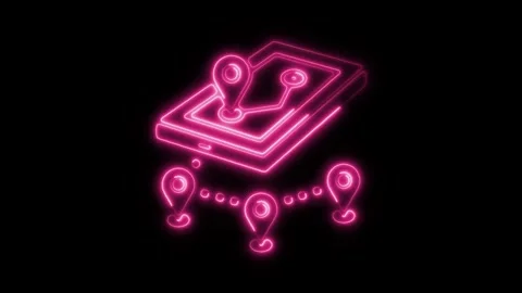 Glowing Neon Location Pointer Icon Isolated, HD Motion Graphic Animation Re.. Stock Footage 301274413