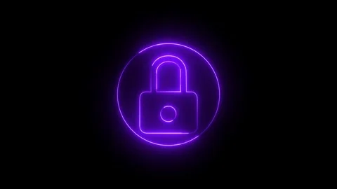 Glowing neon lock animation icon, privacy security password encryption circ.. Stock Footage 332152753