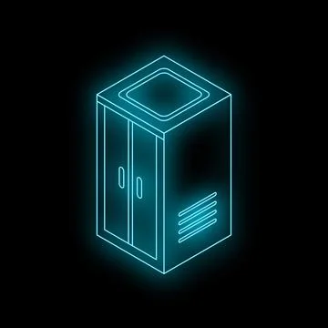 Glowing neon locker on black background representing school and education Stock Illustration