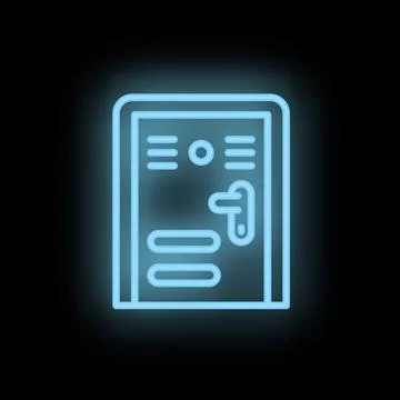 Glowing neon locker icon on a black background Stock Illustration