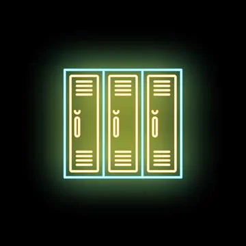 Glowing neon lockers icon for storage and school Stock Illustration