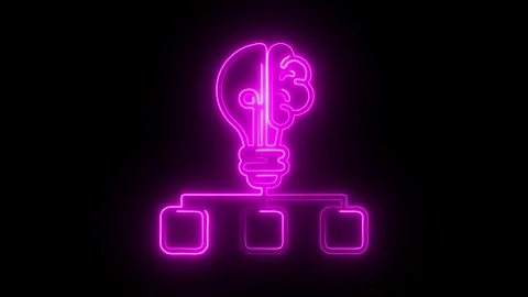 Glowing neon logic icon isolated on black background. HD Video motion graph.. Video stock 314642951