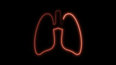Glowing neon lungs icon isolated on black background. HD Video motion graph.. Stock Footage 304168697